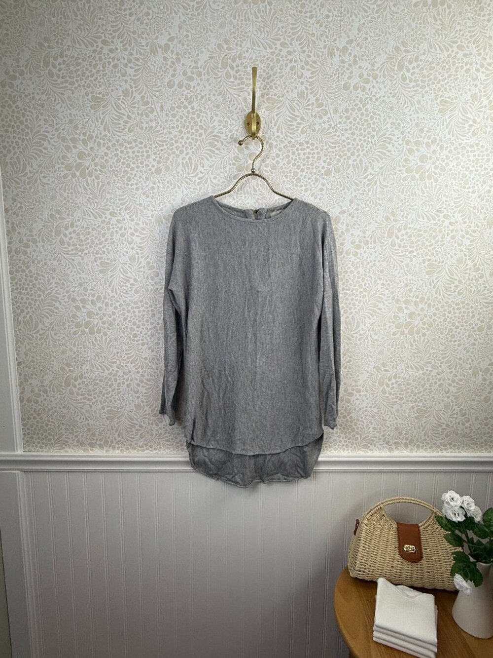 Joan Vass Studio Gray Layered Tunic Cashmere Blend Sweater - Size - Medium